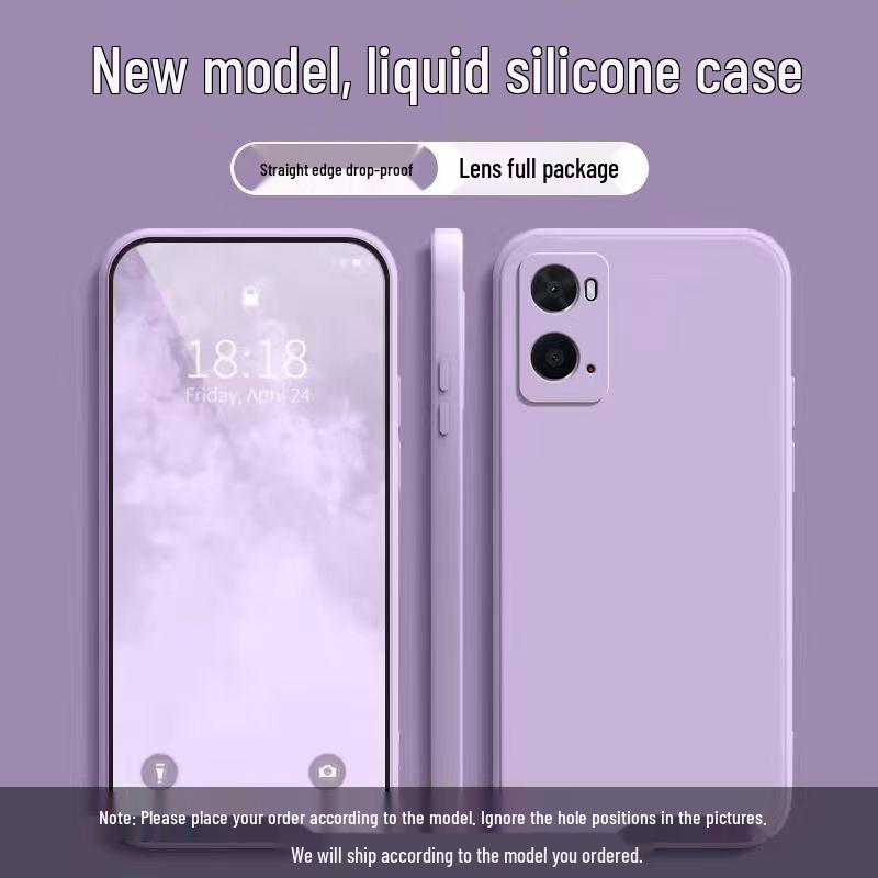 Oppo A36 Case: Simple Solid Color Liquid Full Coverage, Anti-Drop, Straight Edge, Soft Shell