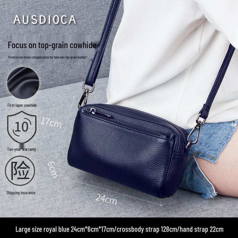 2025 Summer Women's Cowhide Crossbody Phone Bag - Soft Leather, Large Capacity Clutch & Shoulder Bag