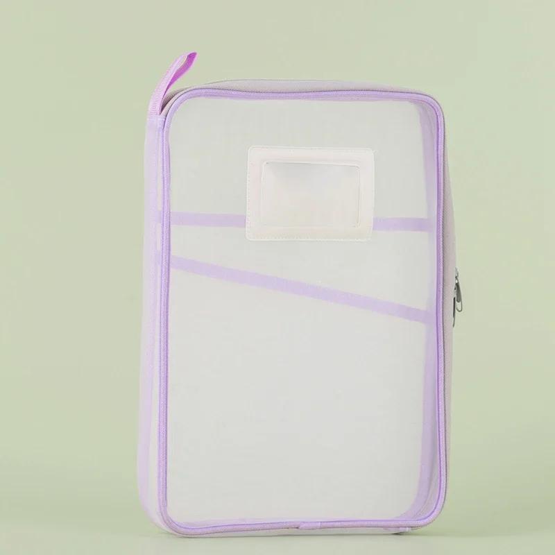 Bolsa de Almacenamiento de Papelería A4 Bolsa de Malla con Cremallera de Doble Capa Organizador de Gran Capacidad Carpetas Suministros Escolares de Oficina Bolsa de Papelería