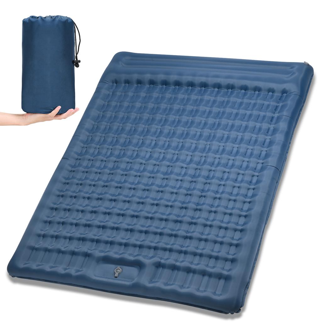 Matelas Gonflable Hikenture – Camping Compact, Résistant à L'humidité – 187 X 56 Cm, 690 G, Bleu/vert