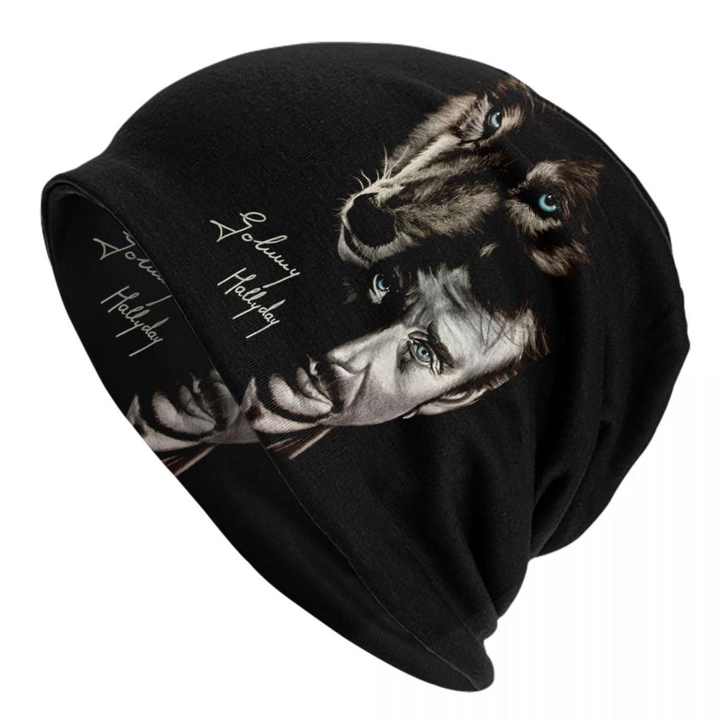 Individuelle Johnny Hallyday Mütze Gestrickte Mütze Unisex Damen Hip Hop Unisex Französischer Popsänger Winter Warm Skullies Beanies Mützen
