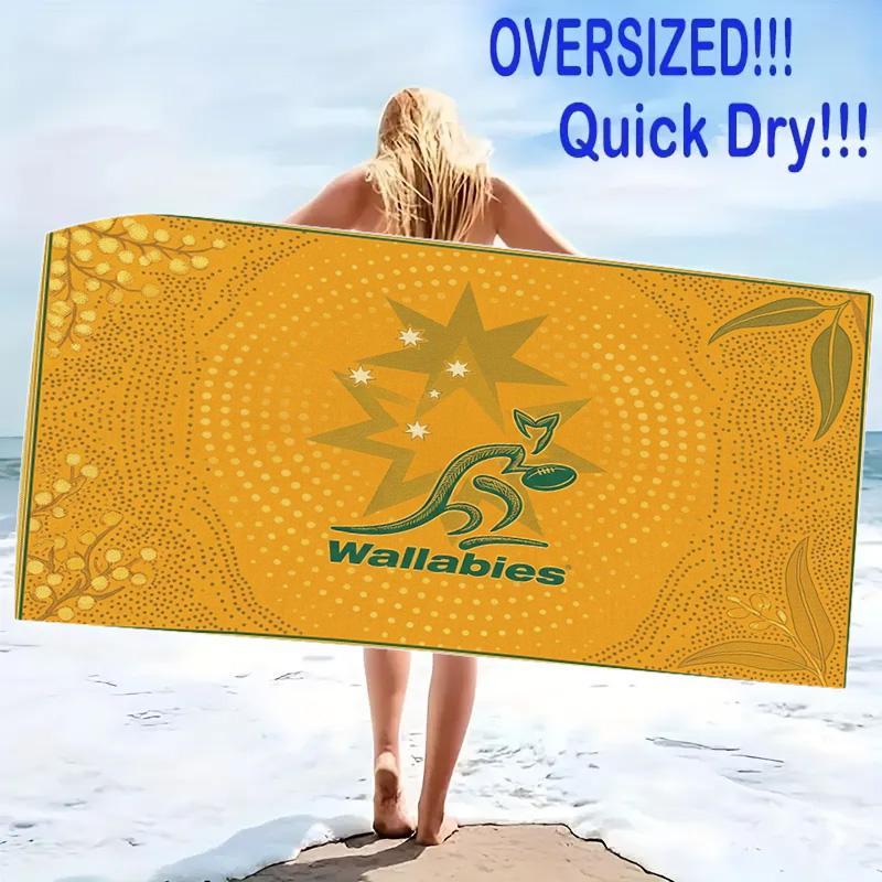 Australian Wallabies Print Beach Towel, Large Soft Quick Dry Towel for Beach Camping Swimming