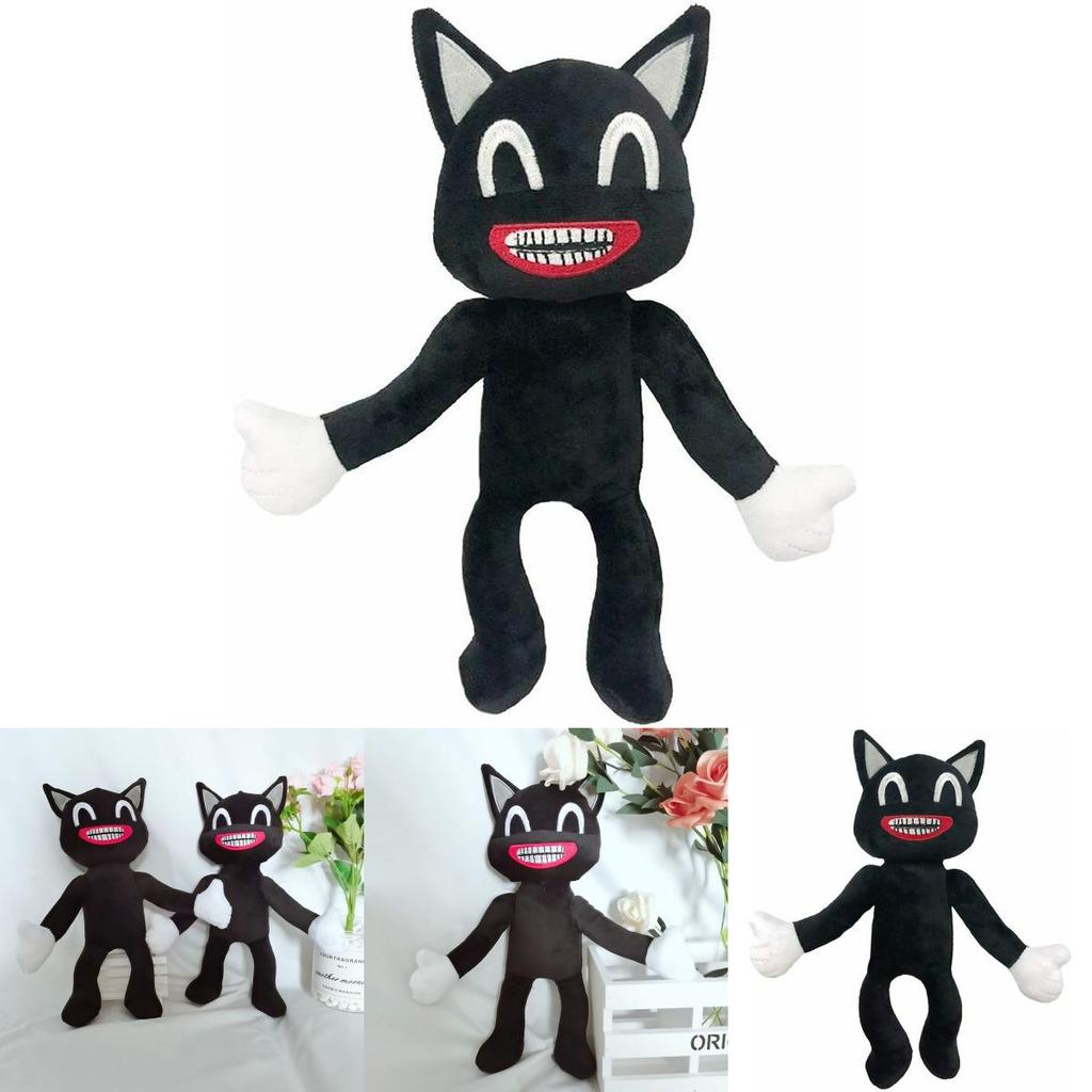 Adorable Black Cartoon Cat Plush Toy Stuffed Doll Perfect For Halloween Decorations