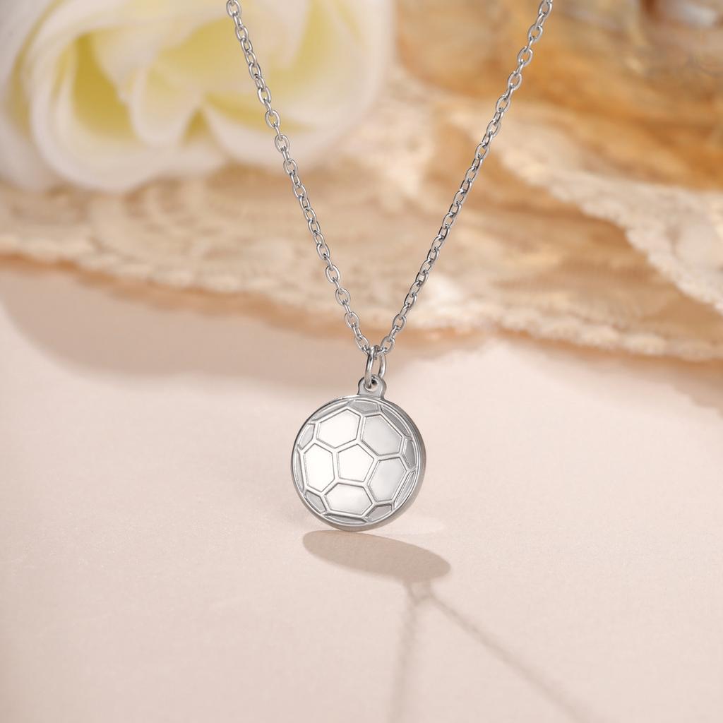 Football Necklaces for Women Stainless Steel Casual Soccer Pendants Fashion Jewelry for Sports Lover Boys Gifts Link Chain