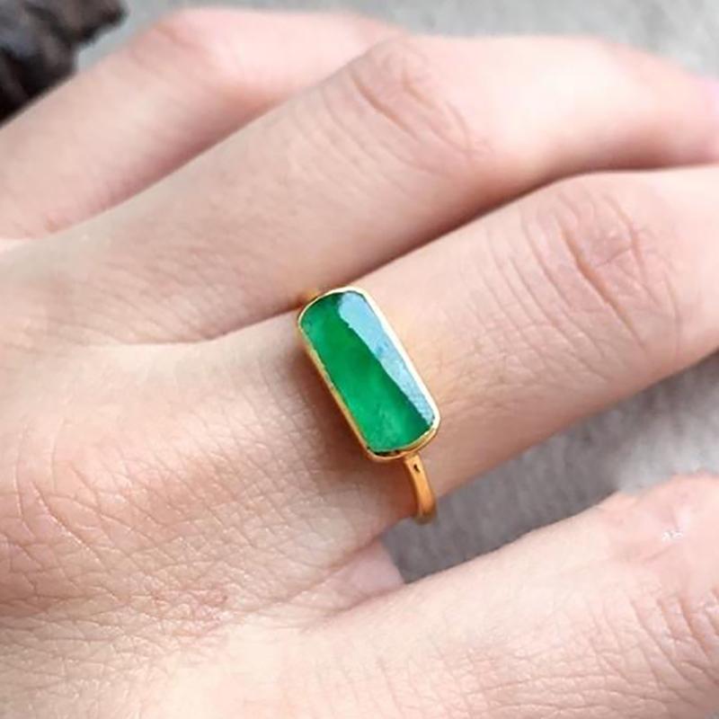 New Original Designer Craft Natural Chalcedony Opening Adjustable Ring Retro Light Luxury Exquisite Charm Women'S  Jewelry