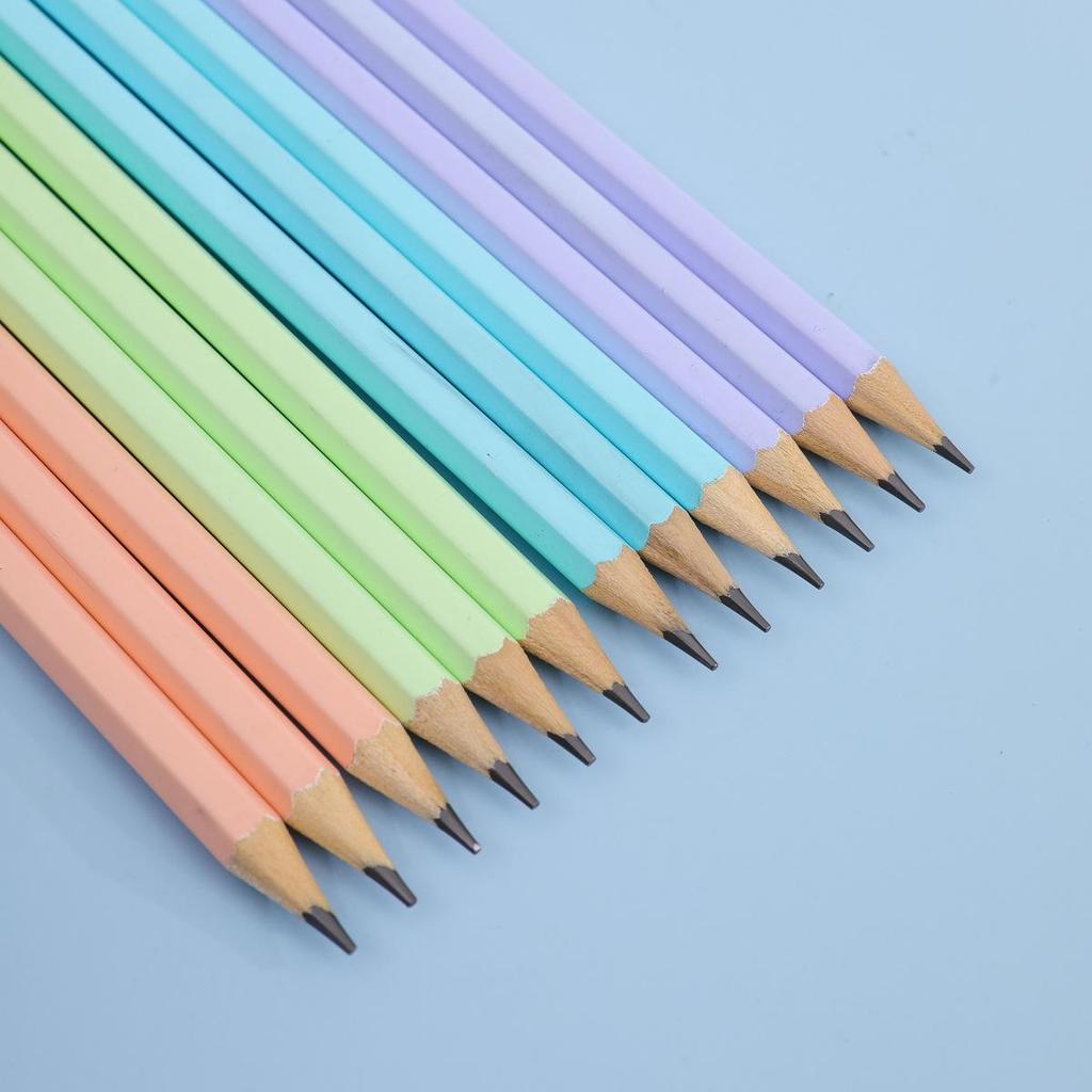 12-Piece Macaron Color 2B Pencil Set for Students & Office - Ideal for Writing & Drawing