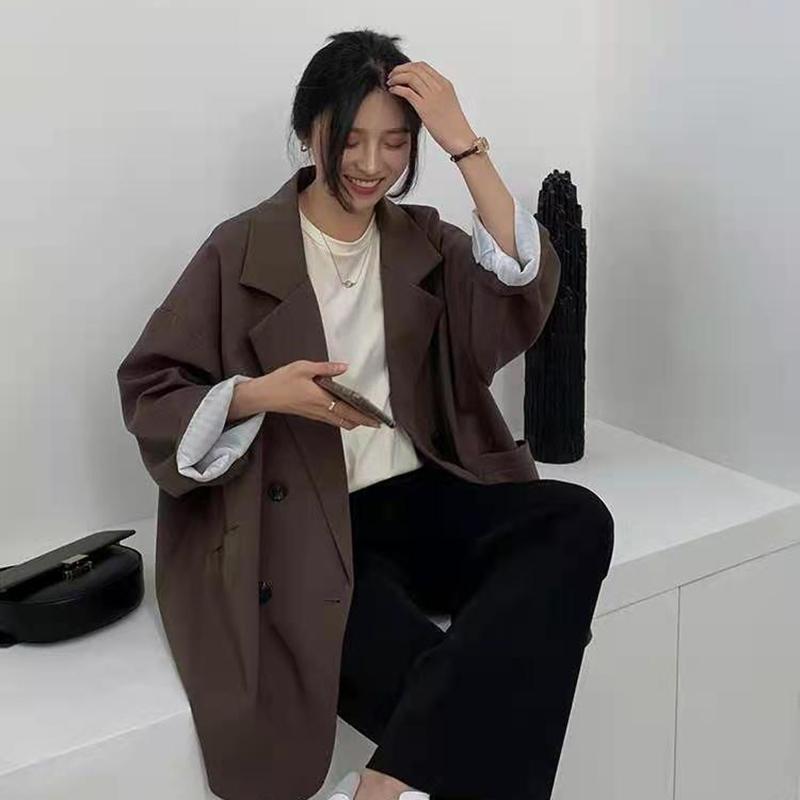 Chaqueta de traje pequeña para mujer, moda de estilo coreano, estilo universitario holgado