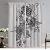 Elegant Room Curtains for Camera Black and White Flower Partition Blackout Curtain Halloween Decoration Curtains 2 Pieces Shades