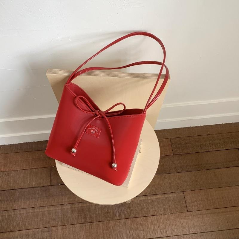 Summer new niche texture bucket bag women's versatile fashion underarm shoulder bag bow bag