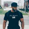 Men Fitness Outdoor Sport Running Short Sleeves Letter Printed Tights Tops Men Under Skin Muscle Gym Train Compression T-shirt