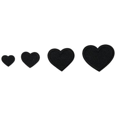 Heart Shape Heart Patches Red Black Embroidered Sew On Patches Heart Mini Heart 4 Sizes Iron On Heart Patches for Clothing