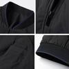 Men Baseball Jacket Stand Collar Long Sleeve Solid Color Zipper Placket Coat Thickened Down Cotton Outwear