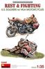 Miniart WLA Motorcycle and American Soldier Rest and Combat Plastic Model MA53068 1/35 (Person)