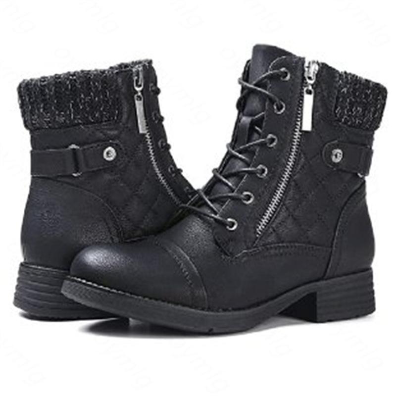 New Front Lace Up Medium Boots Women 2025 Solid Round Head Women Boots Outdoor Casual Comfortable Women Shoes Shoes for Women