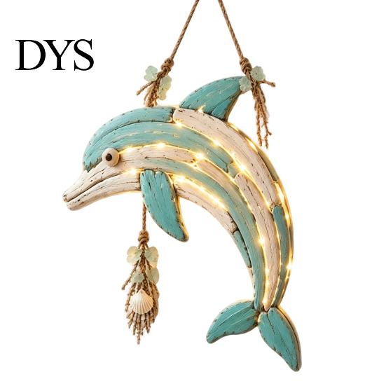 Cordless Wall Lighting Coastal Fish Pendant with Light, Fish/Turtle/Jellyfish/Dolphin/Octopus/Whale Shape, Resin Ocean Bedroom Bedside Light