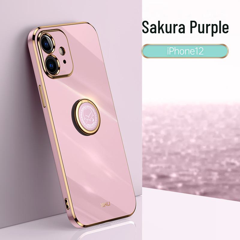 Protective electroplated silicone case for OnePlus 8T/9Pro & Huawei, with anti-fall feature and built-in ring stand.
