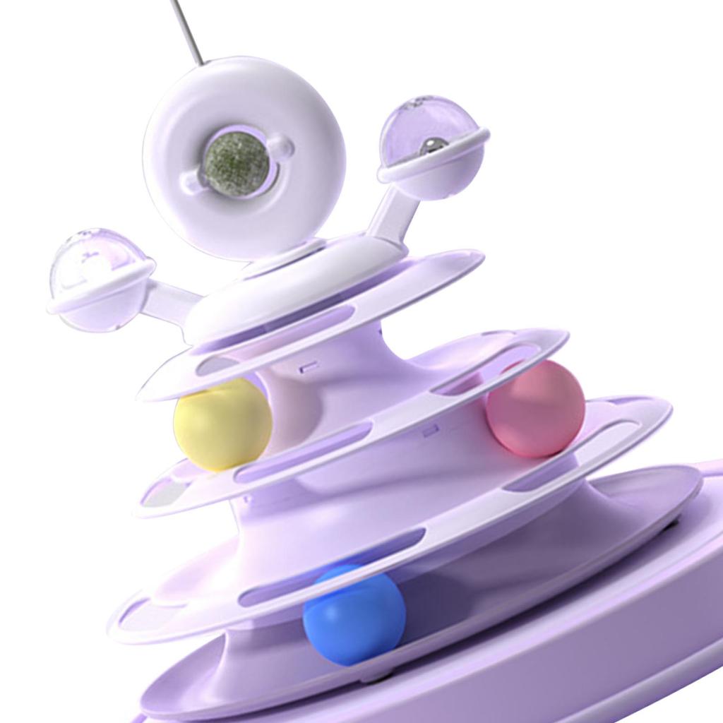 Interactive Cat Toy 3 Ball Tracks Safe Durable Anti Slip Easy Assembly Rotating Kitten Toy for