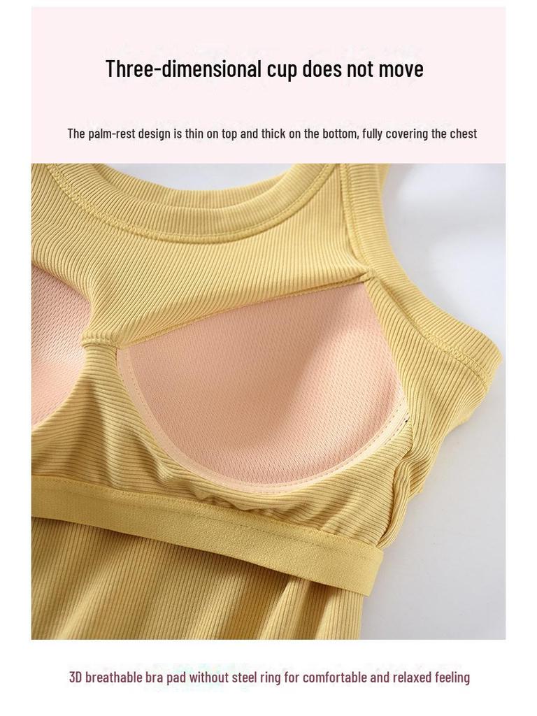 Damenweste mit Brustpolsterung, breiten Trägern und Hosenträgern, integriertem BH, langem Oberteil, rutschfestem Design