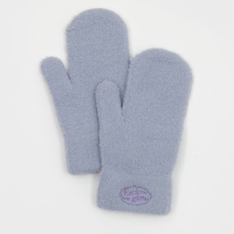 RECLOW FLUFFY LOGO MITTEN GLOVE PURPLE