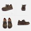 Johnature Echte Leder Ballerinas Bequem Vielseitig Schnürschuhe Pendeln Retro Weichbesohlte Damenschuhe