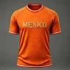 Men's Casual V-Neck Short Sleeve T-Shirt with Mexico Letter Graphic
