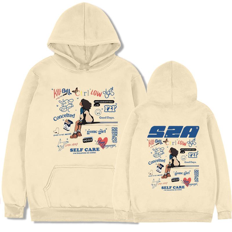 SZA Music Album SOS Print Hoodie Women Unisex Hip Hop Vintage O L бежевый 2819₽
