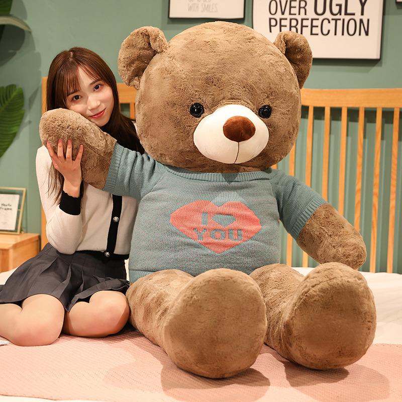 Large Sweater Teddy Bear Plush Toy Girl Birthday Gift Love Big Bear Doll Bed Hugging Sleeping Doll