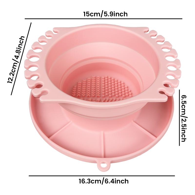 3 In 1 Makeup Brush Cleaner Silicone With Brush Holder Powder Puff Cleaning Bowl Folding Makeup Brush Cleaning Box Travel