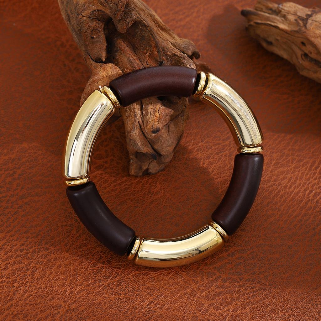 Fashion Personalized New Product Pleated Texture Pipe Bend Bracelet Curved Bamboo Tube Multi-Color Retro Marble Pattern Bracelet