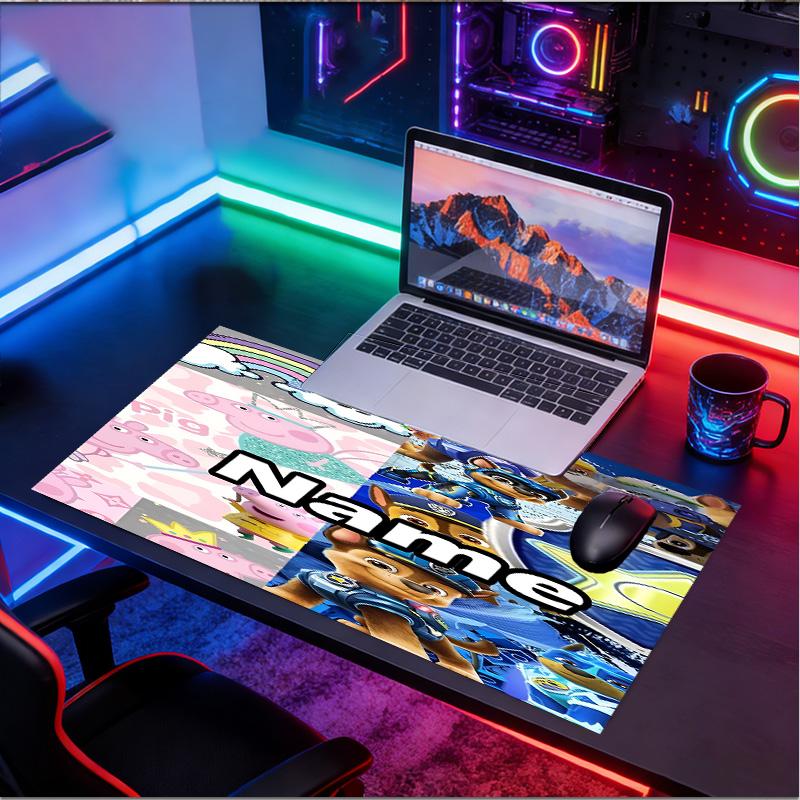 Custom Name Personalized PAW Patrol Pattern Mousepad, Laptop PC Desk Mat, Decorative Desk Mat for Home Keyboard Pad Gift