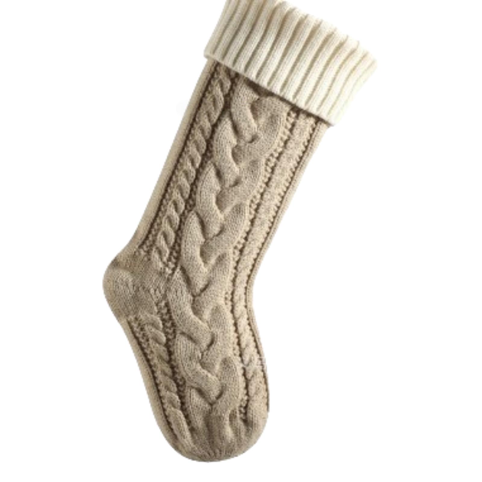 

Персонализированный вязаный рождественский подарочный мешок с вышивкой на заказ, декоративные носки, рождественский чулок-подвеска, цветовая гамма и витая подарочная сумка One Size