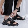 Slippers Men's Summer Outer Wear Ins Trendy British Style Black One-word Sandals Casual Thick Bottom Height Increase Two Wear 8608-R