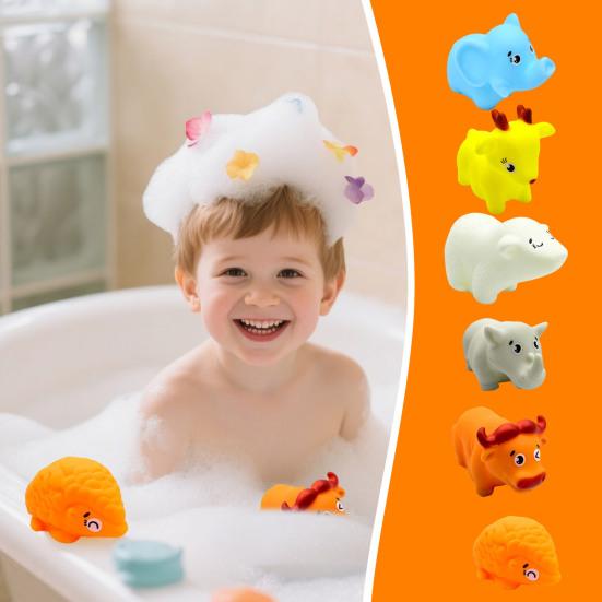 Squeaky Vinyl Animal Bath Toy for Toddlers Soft Water Play Figure Interactive Squeeze Toy for Baby Shower Fun Cute Floating Figurine for Pool Bathtub