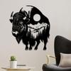 Metal Wall Art Bison Silhouette, Wild Animal Mural Decor, Christmas Gift for Wildlife Fans, New Year Present, 1 pc