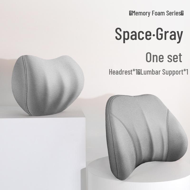 Cloud-Like Suede Memory Foam Headrest & Lumbar Support: Breathable Universal Car Cushion & Neck Pillow