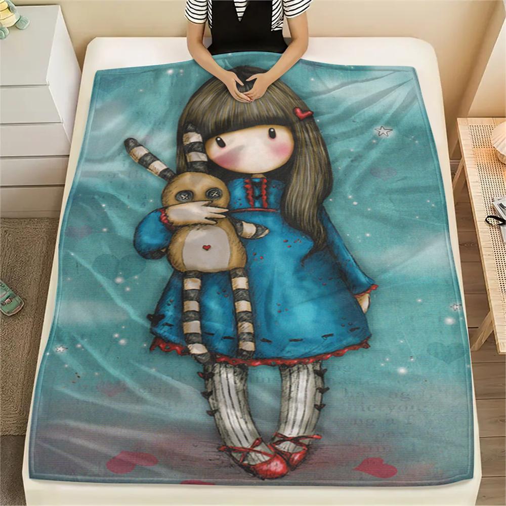 1PC Santoro Print Flannel Blanket, High quality Comfortable for All Seasons, Home Decor, Warmth and Comfort, Perfect for Christmas Gifts141