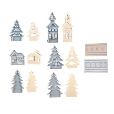 Craft Silicone Molds Resin Molds House Christmas Tree Shape Easy Demolding Molds Candlestick Molds Silicone Texture