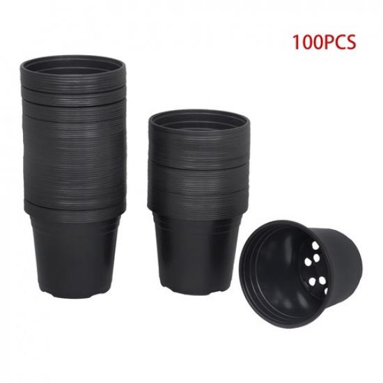 100 Pack 5/6 Inch Nursery Pots For Plants Plastic Plant Pots With Drainage Holes