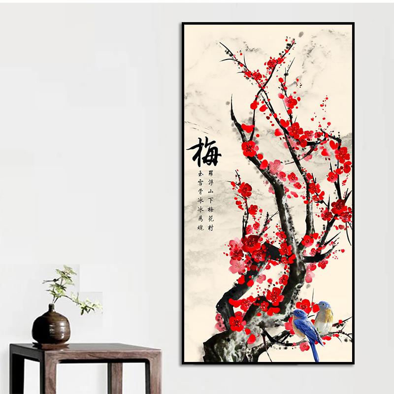 Traditionelles Chinesisches Feng Shui Pflaume Orchidee Bambus Landschaftskunst Poster Leinwandmalerei Wanddrucke Bild Wohnzimmer Heimdekor
