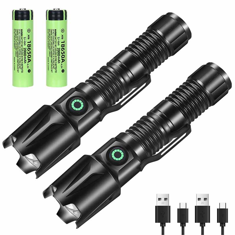 Powerful P50 LED Telescopic Zoom Flashlight USB Rechargeable Lantern Solar Charging Hat Clip Camping Hiking Emergency Torch