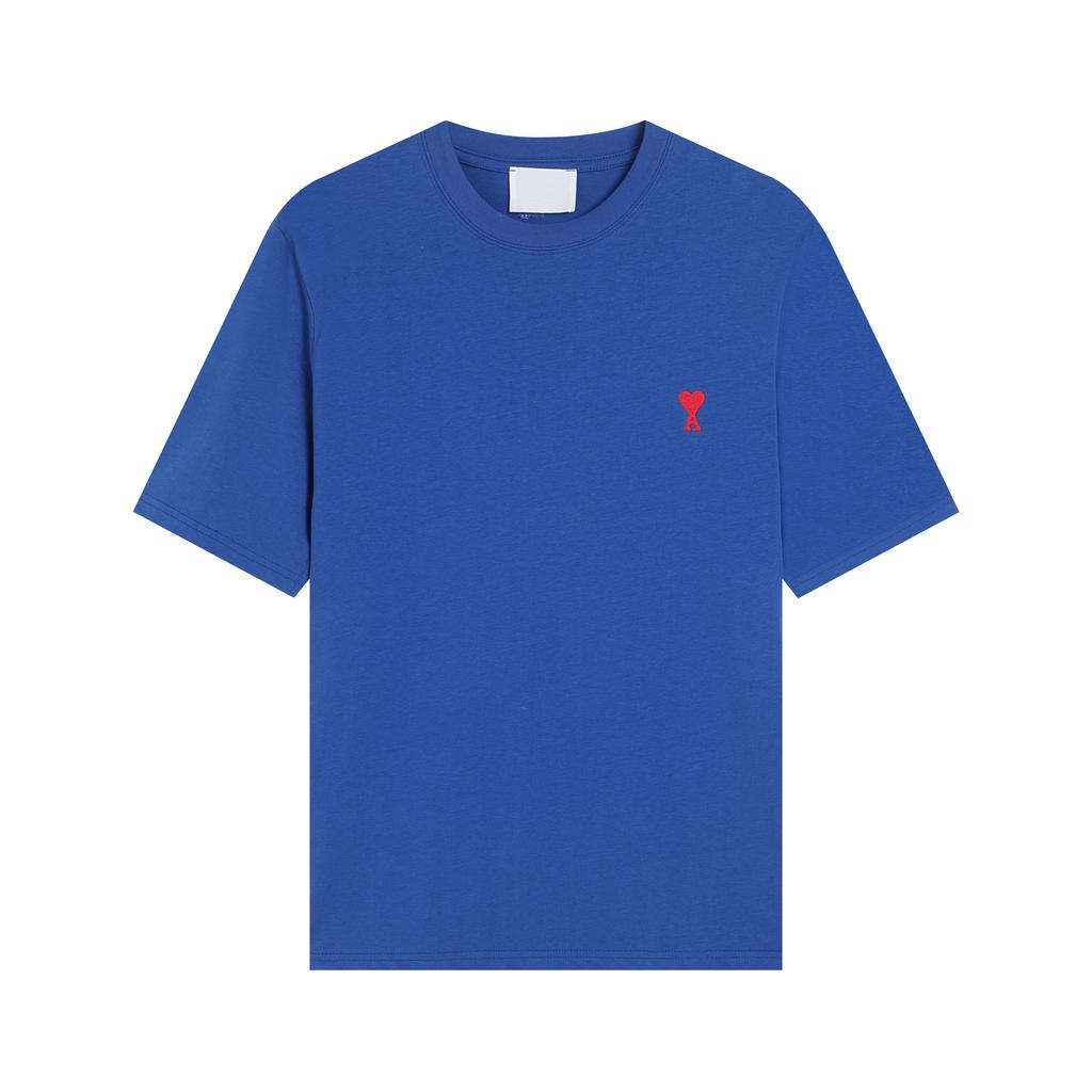 Atmungsaktives Baumwoll-Basic-T-Shirt für Frühling und Sommer für Herren und Damen, mit roter Herzstickerei