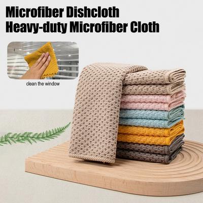 5Pcs Microfiber Dishcloths Absorbent Textured Reusable Rag Kitchen Cleaning Cloth for Washing Dishes Wiping