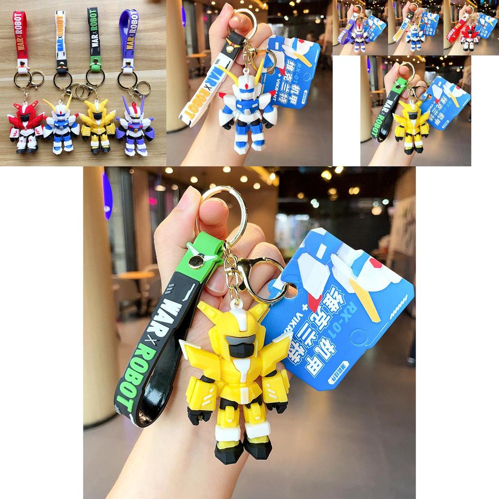 Adorable Cartoon Robot Mech Warrior Keychain Cute Bag Pendant Key Ring Accessory