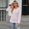 GMXIA Women's Fashion Autumn Winter Casual Solid Color Print Long Sleeve O Neck Blouses & Shirts