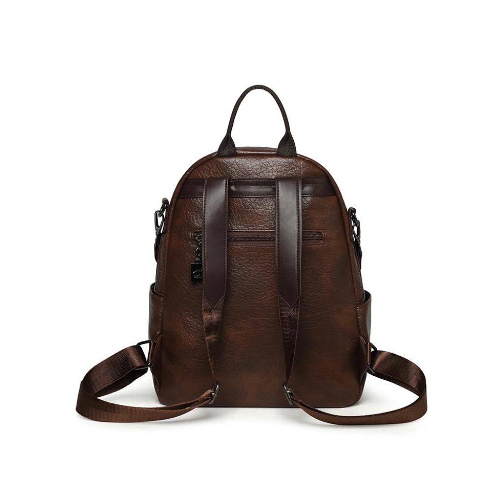 Backpack Unisex PU Multi Compartment Adjustable Strap Commuting Travel