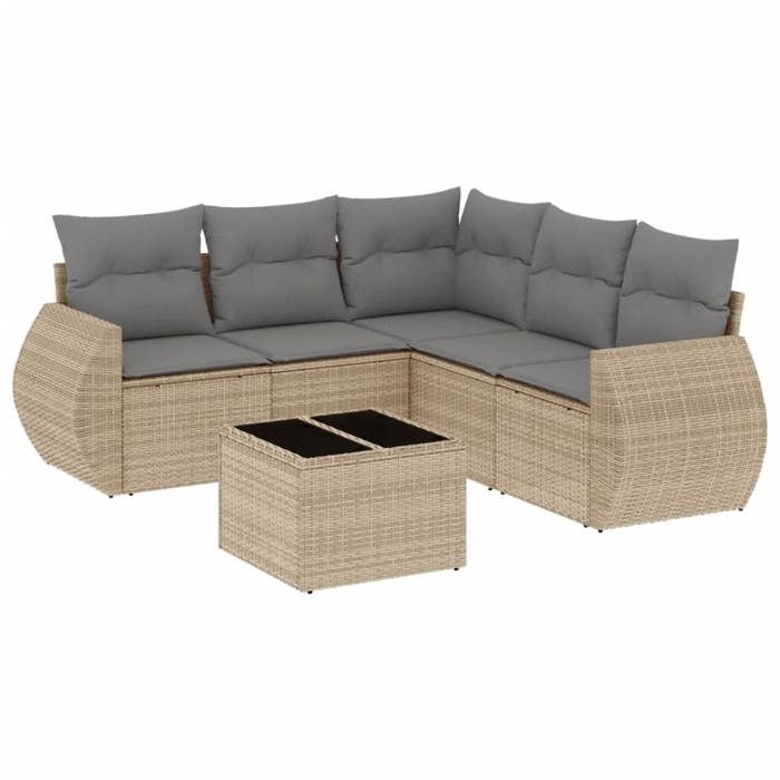 VidaXL Garden Lounge Set with Cushions 6 Pcs, Patio Sofas, Patio Furniture Set, Outdoor Furniture, Beige 3253696