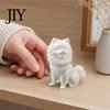 Minimalist Dog Ornament 3D Printed Cute Pomeranian Figurine, White Twisting Head Puppy Statue, Small Adorable Decoration Desktop for Home Office Desk