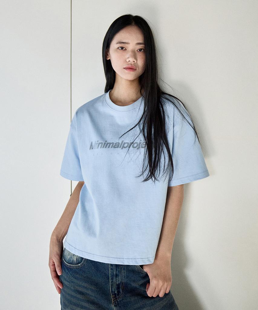 MINIMALPROJECT Signature Silicone Logo Crop Short Sleeve T-Shirt Mst160C [Sky]