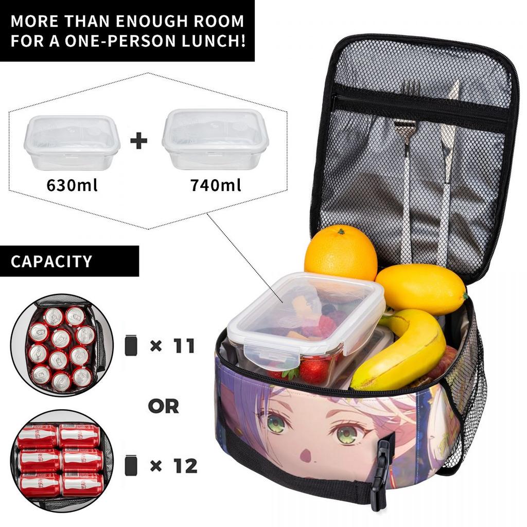 Frieren Beyond Journey's End Anime Insulated Lunch Bag for Women Kids Portable Food Boxes Thermal Lunch Box Tote