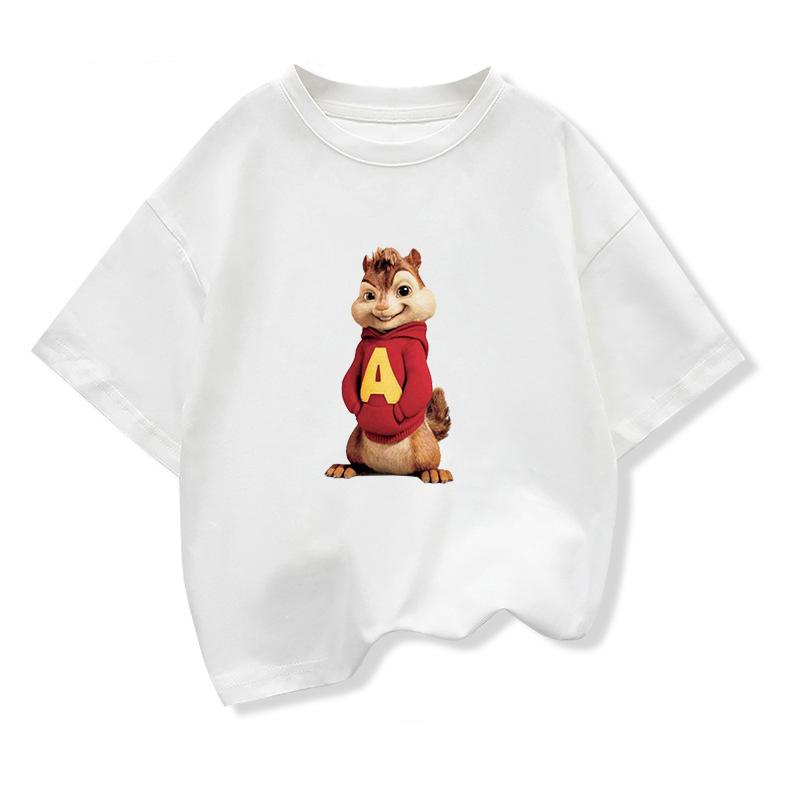Potdemiel Cartoon Alvin and The Chipmunks T Shirt Kid Tee Girl Clothing Boy Top Teenage Cute Childrens Clothes 212 Years